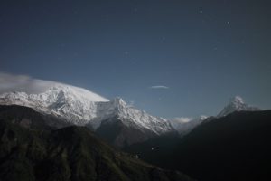 mountains with blue night sky